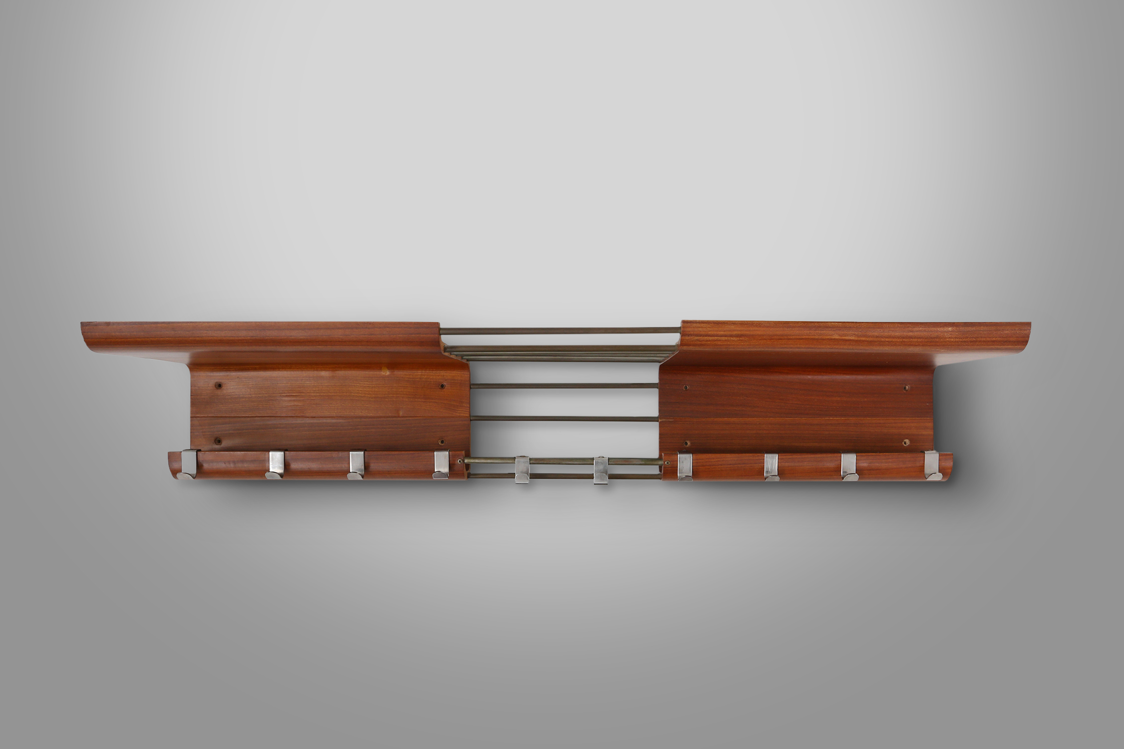 Mid-century coatrack by De Coene in bent plywood, Belgium 1960thumbnail